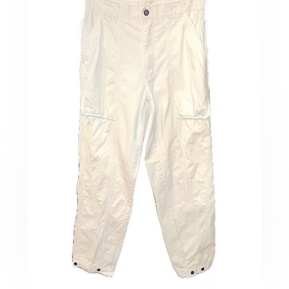 VTG Bugle Boy Cargo High Rise Tapered Leg Jeans /Pants Hem Snaps Unisex 30 x 32